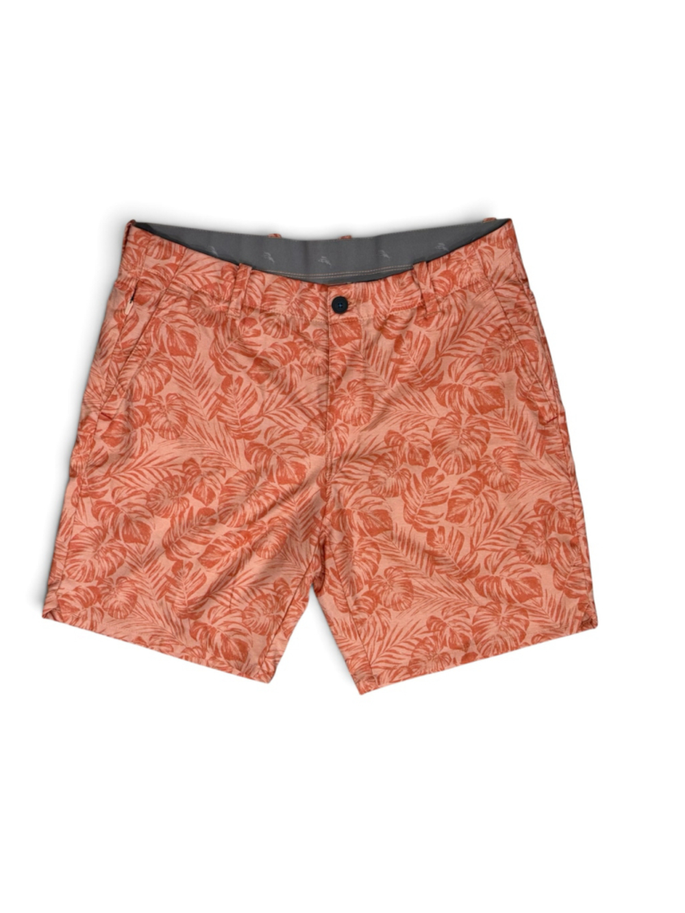 Men's Tommy Bahama Flat Front Shorts Waist 34 Orange Tropical Print